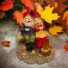 Camping Couple Gnomes – Solar Lantern Garden Statue, Fall Season Gift for Grandpa and grandma. Maybe girlfriend gift (Growing up together)