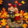 Camping Couple Gnomes – Solar Lantern Garden Statue, Fall Season Gift for Grandpa and grandma. Maybe girlfriend gift (Growing up together)