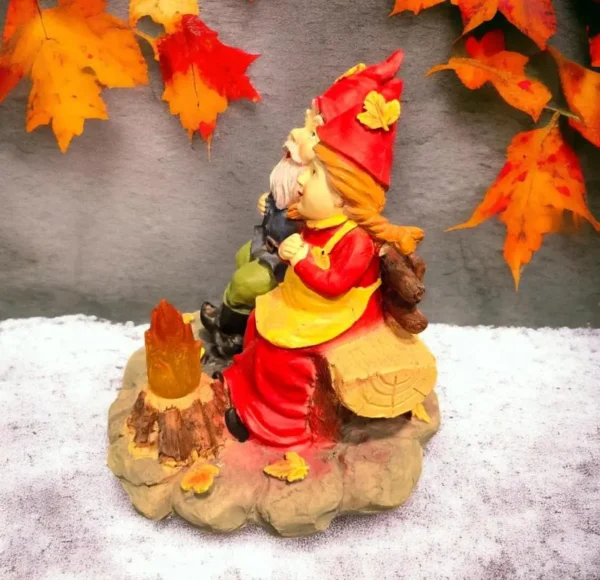 Camping Couple Gnomes – Solar Lantern Garden Statue, Fall Season Gift for Grandpa and grandma. Maybe girlfriend gift (Growing up together)