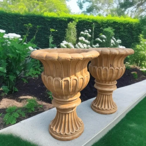 MASSIVE 2 Concrete flower pots Solid Concrete Rosenstein greek Urn Planter, Outdoor Garden Decor , Outdoor Concrete statues, solid Concrete