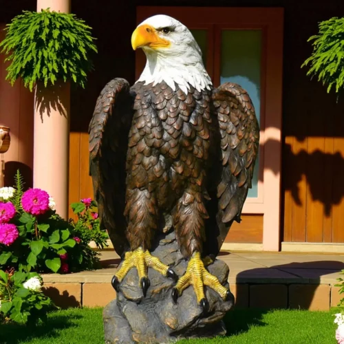 MASSIVE 24" Stone American bald Eagle Statue, Weatherproof Outdoor yard Decor, Father gift, Outdoor Garden decor, Large Cement statue,