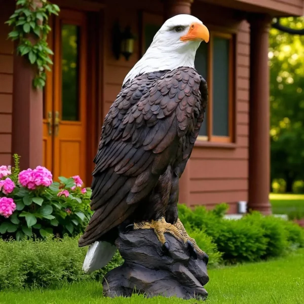 MASSIVE 24" Stone American bald Eagle Statue, Weatherproof Outdoor yard Decor, Father gift, Outdoor Garden decor, Large Cement statue,